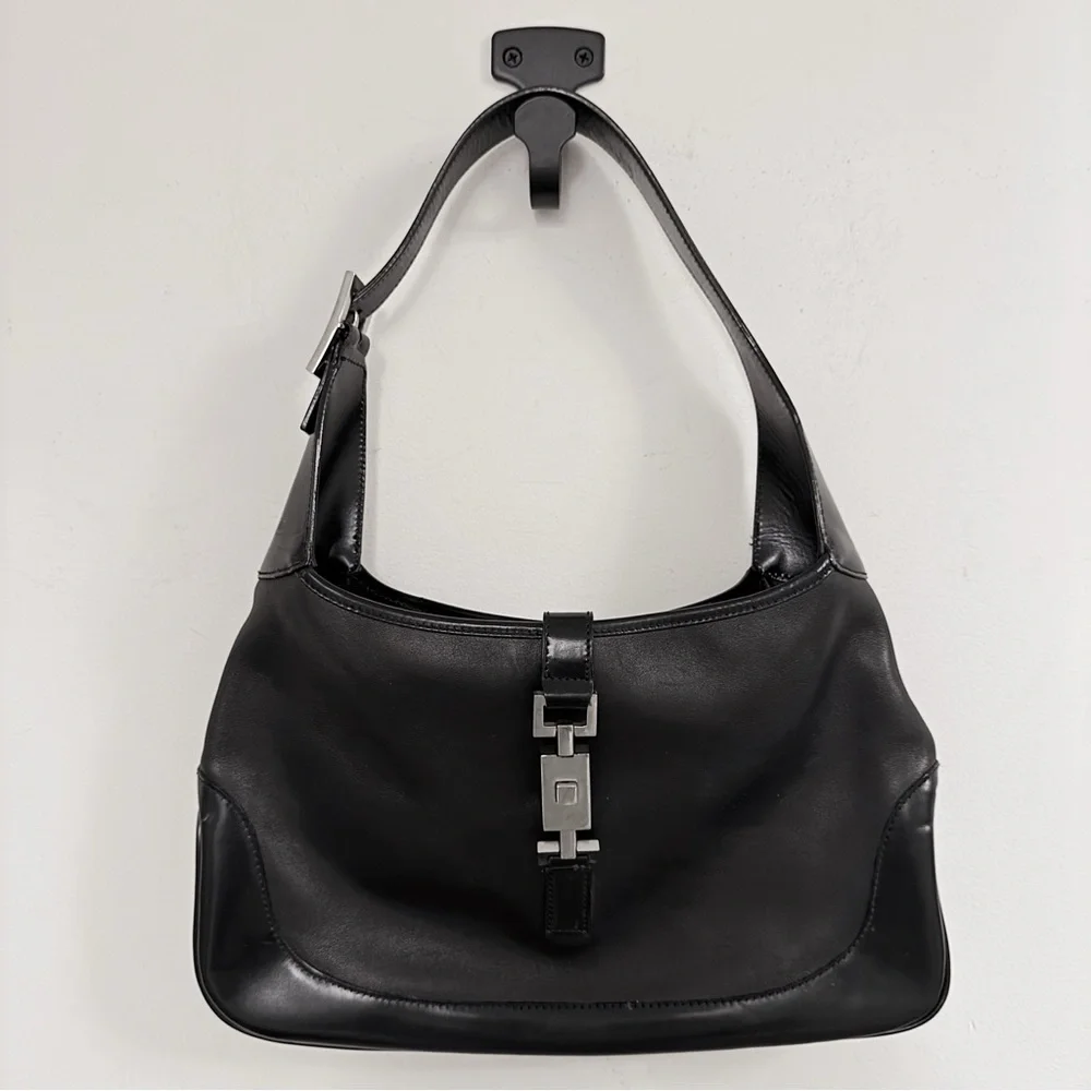 Gucci by Tom Ford Jackie Black Leather Minimalist Shoulder Bag Vintage 90s - Picture 2 of 8